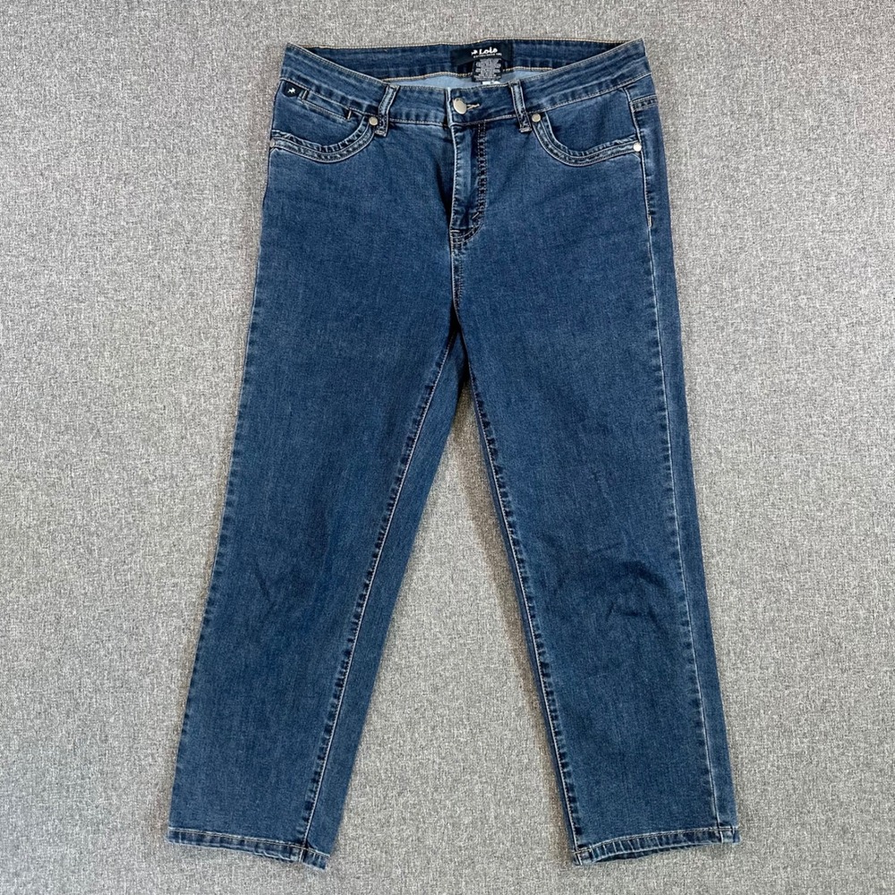 Lois Jeans Womens 31 Straight Leg Denim Blue Medium Wash Stretch Pants 32x23